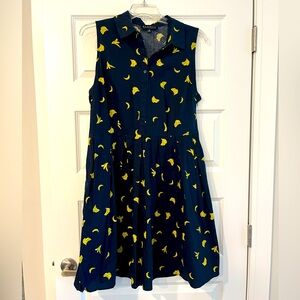 Eloquii Banana Love Pleated Fit & Flare Dress, Size 18